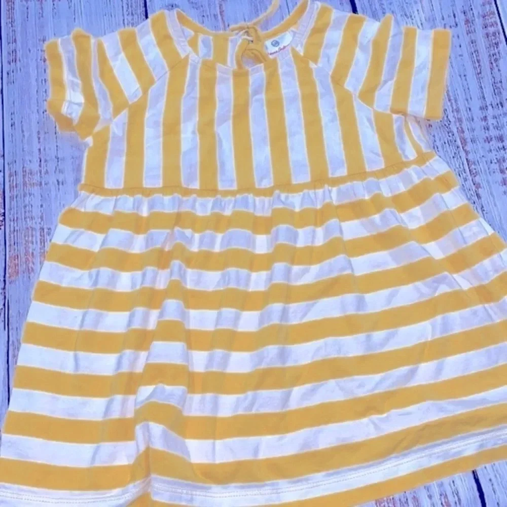 Hanna Andersson yellow striped dress size 120